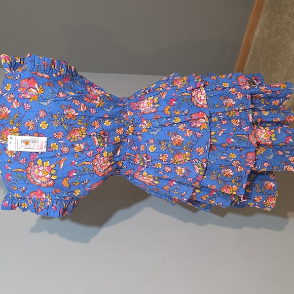 Ro's Garden Floral Tiered Cotton Blue Dress Sz Medium - Picture 6 of 9